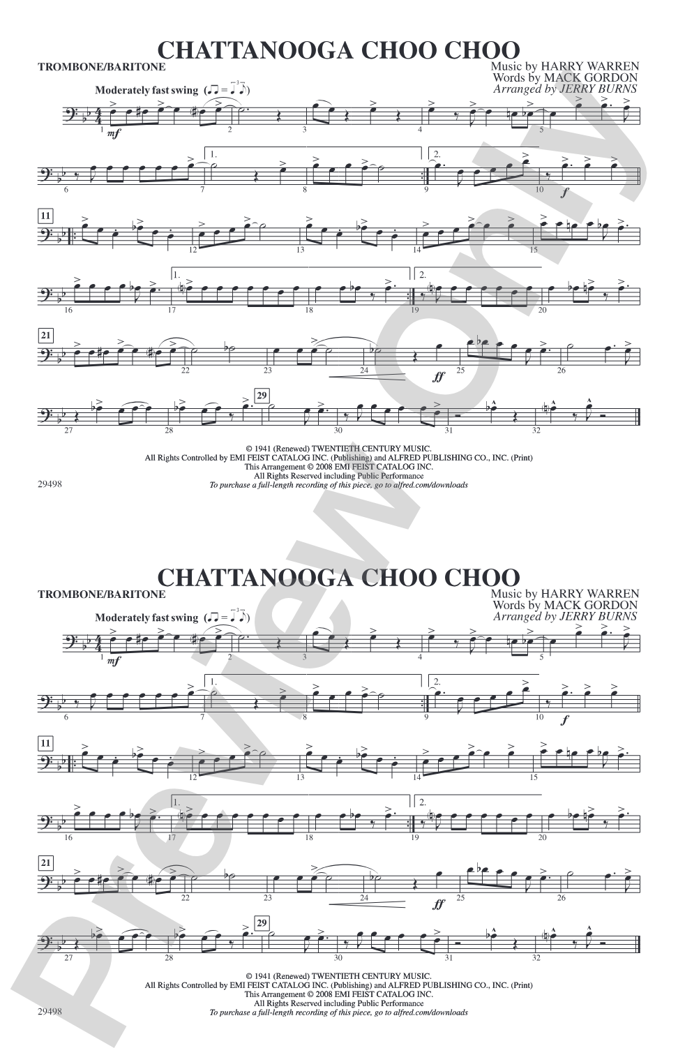 Chattanooga Choo Choo: 1st Trombone