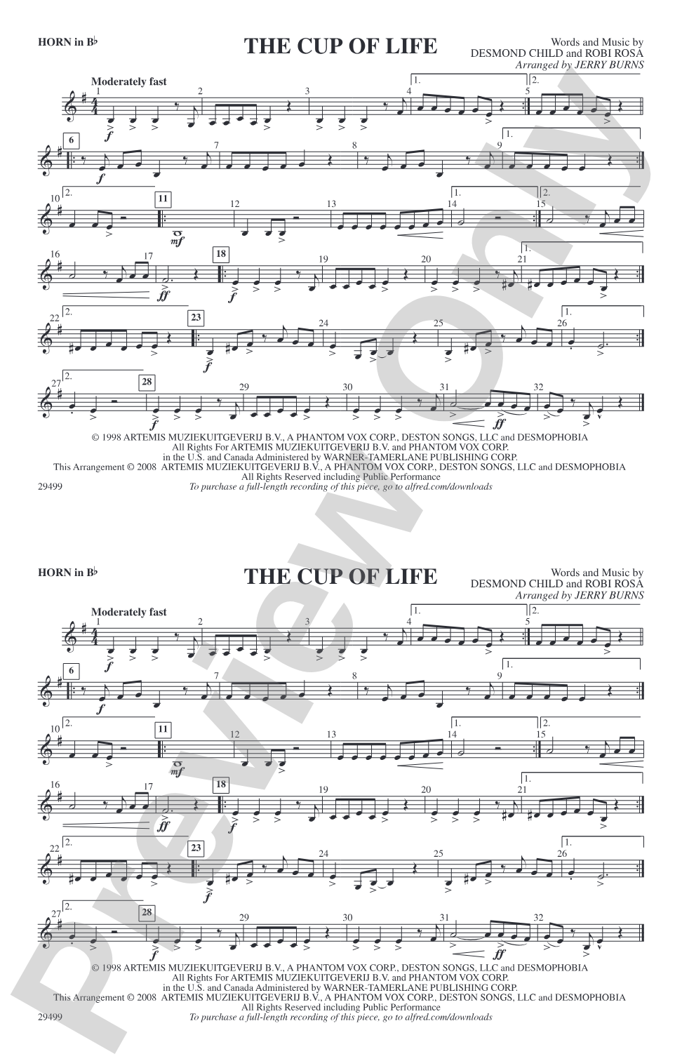 The Cup of Life: Horn in B flat