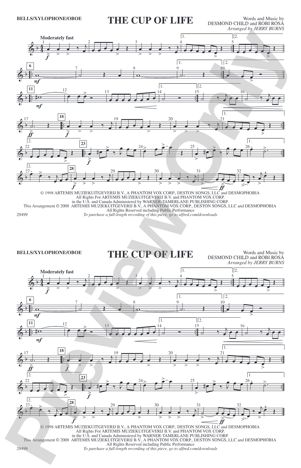 The Cup of Life: Bells/Xylophone/Oboe