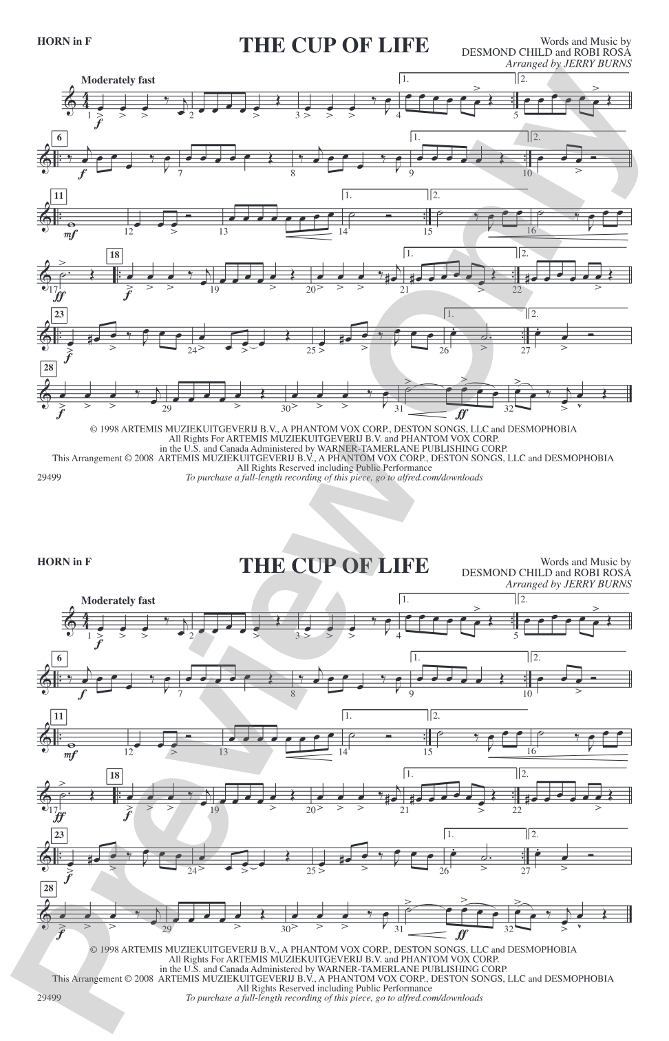 The Cup of Life: 1st F Horn