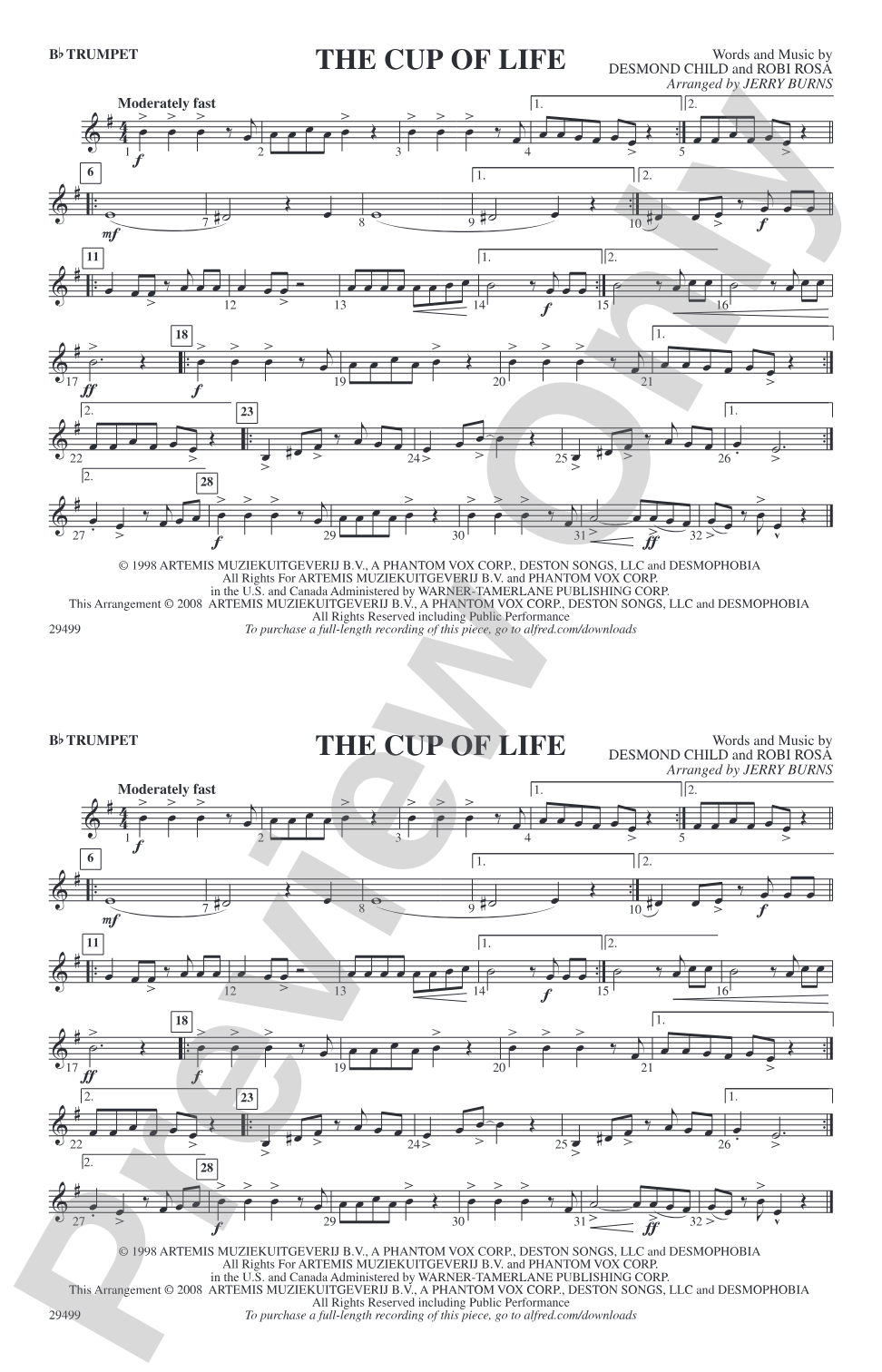 The Cup of Life: 1st B-flat Trumpet