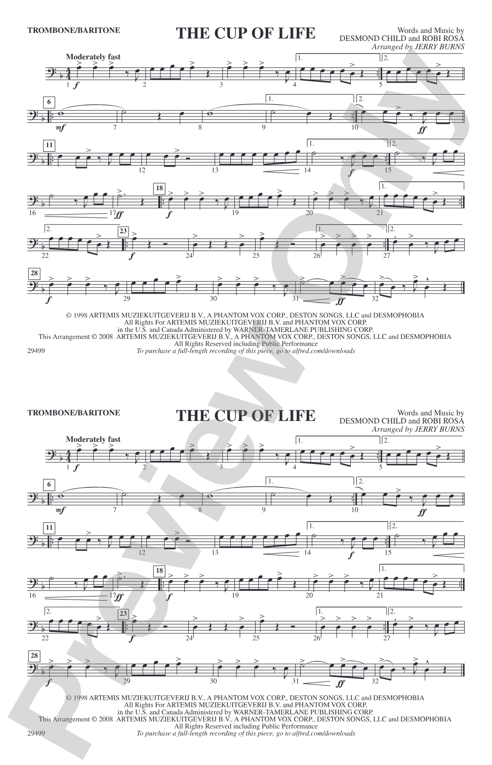 The Cup of Life: 1st Trombone
