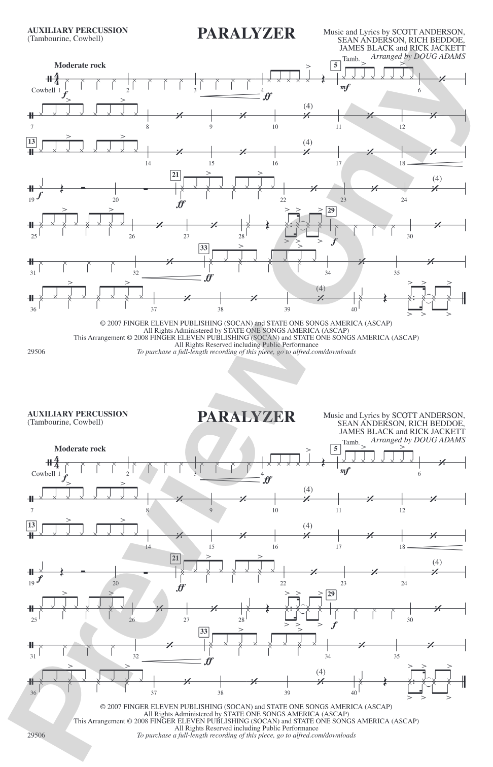 Paralyzer: Auxiliary Percussion