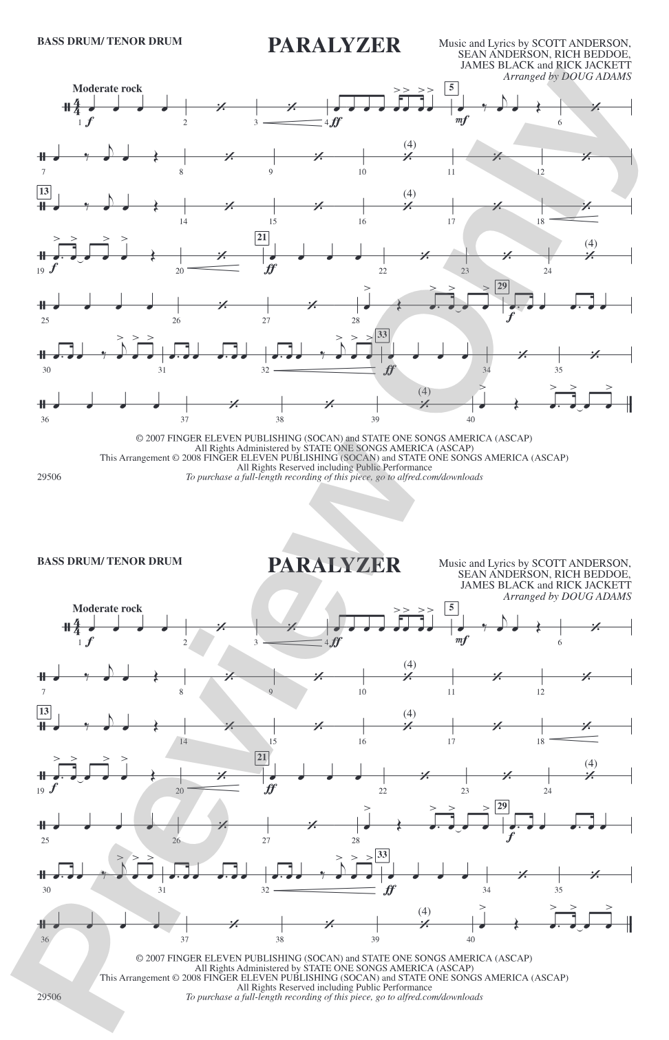 Paralyzer: Bass Drum/Tenor Drum