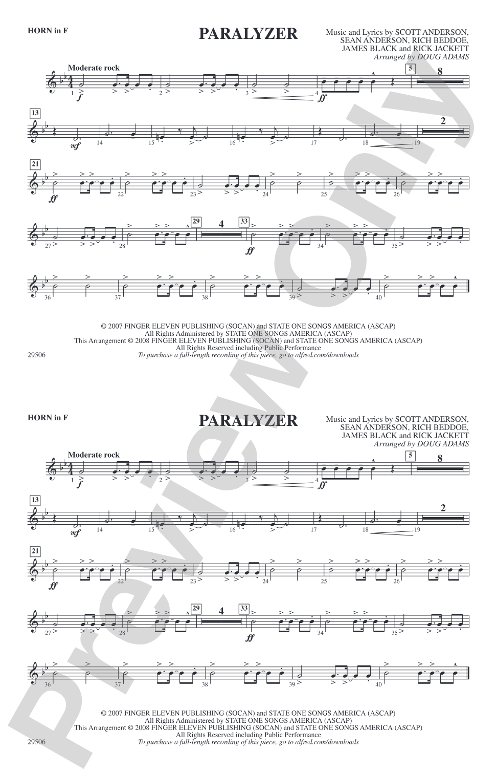 Paralyzer: 1st F Horn