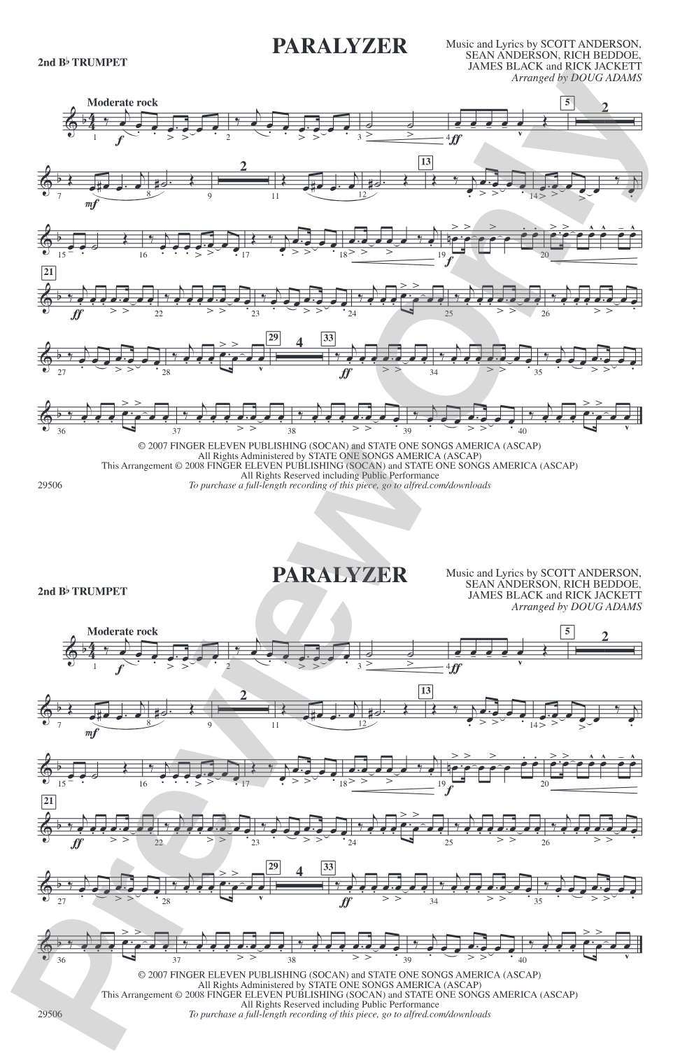 Paralyzer: 2nd B-flat Trumpet
