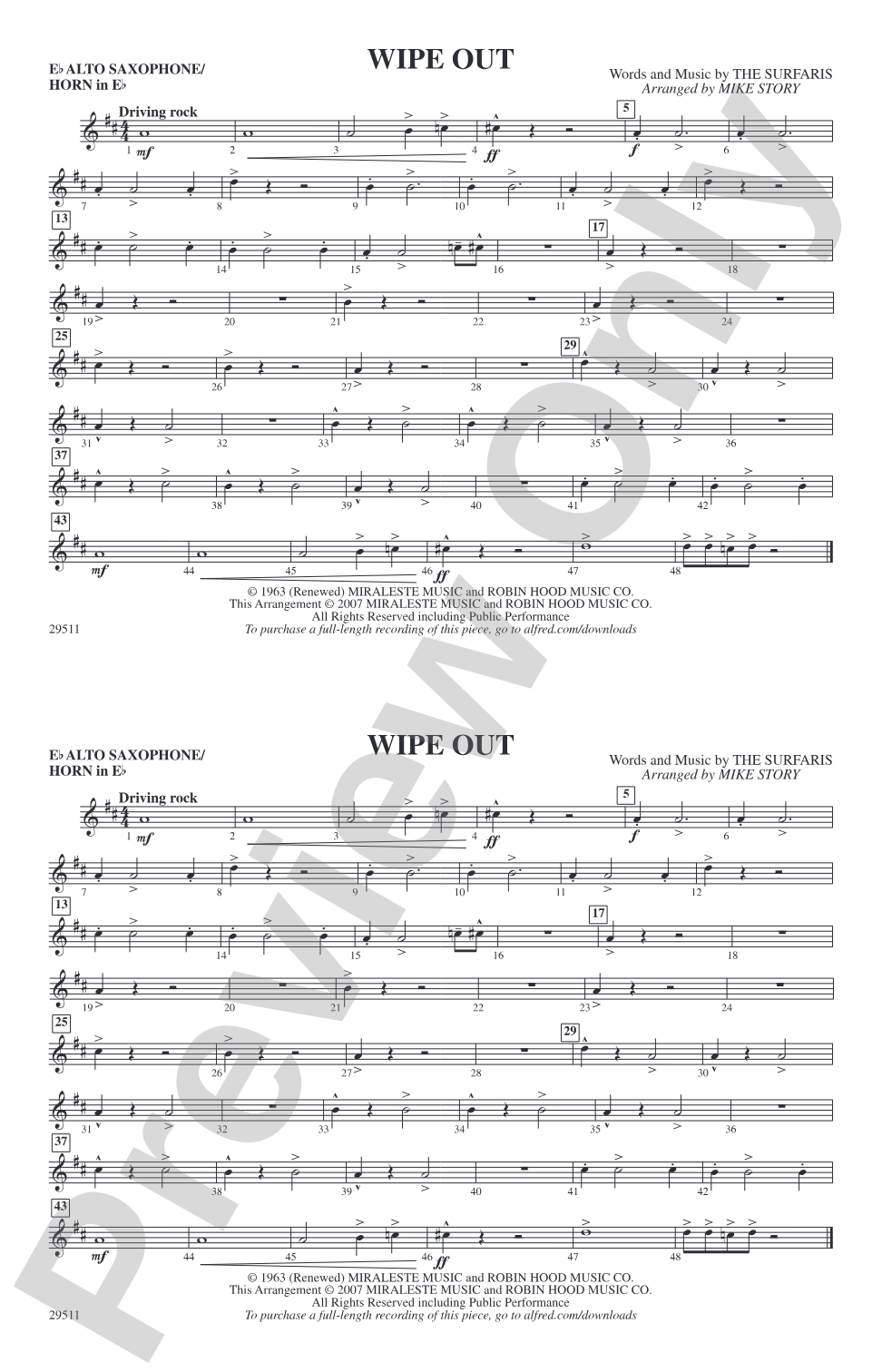 Wipe Out: E-flat Alto Saxophone