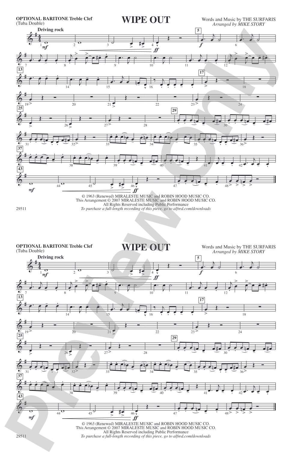 Wipe Out: Optional Baritone T.C. (Tuba Double)