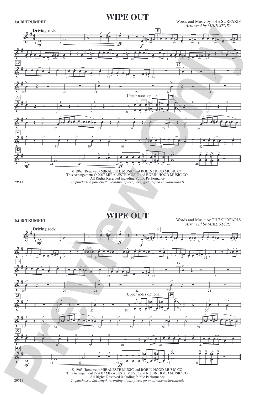 Wipe Out: 1st B-flat Trumpet