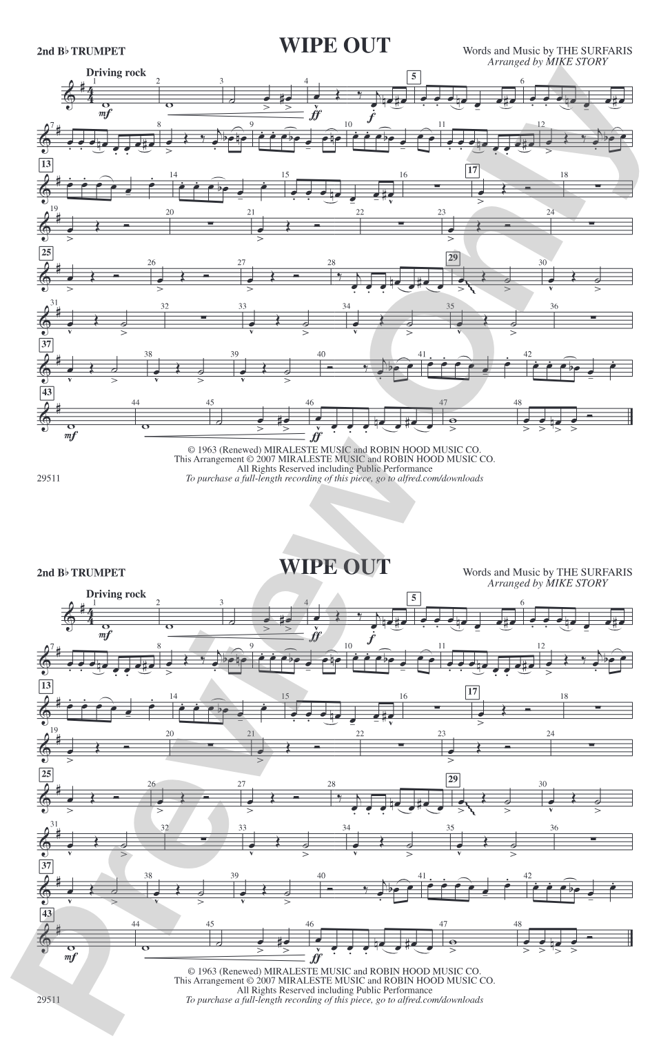 Wipe Out: 2nd B-flat Trumpet