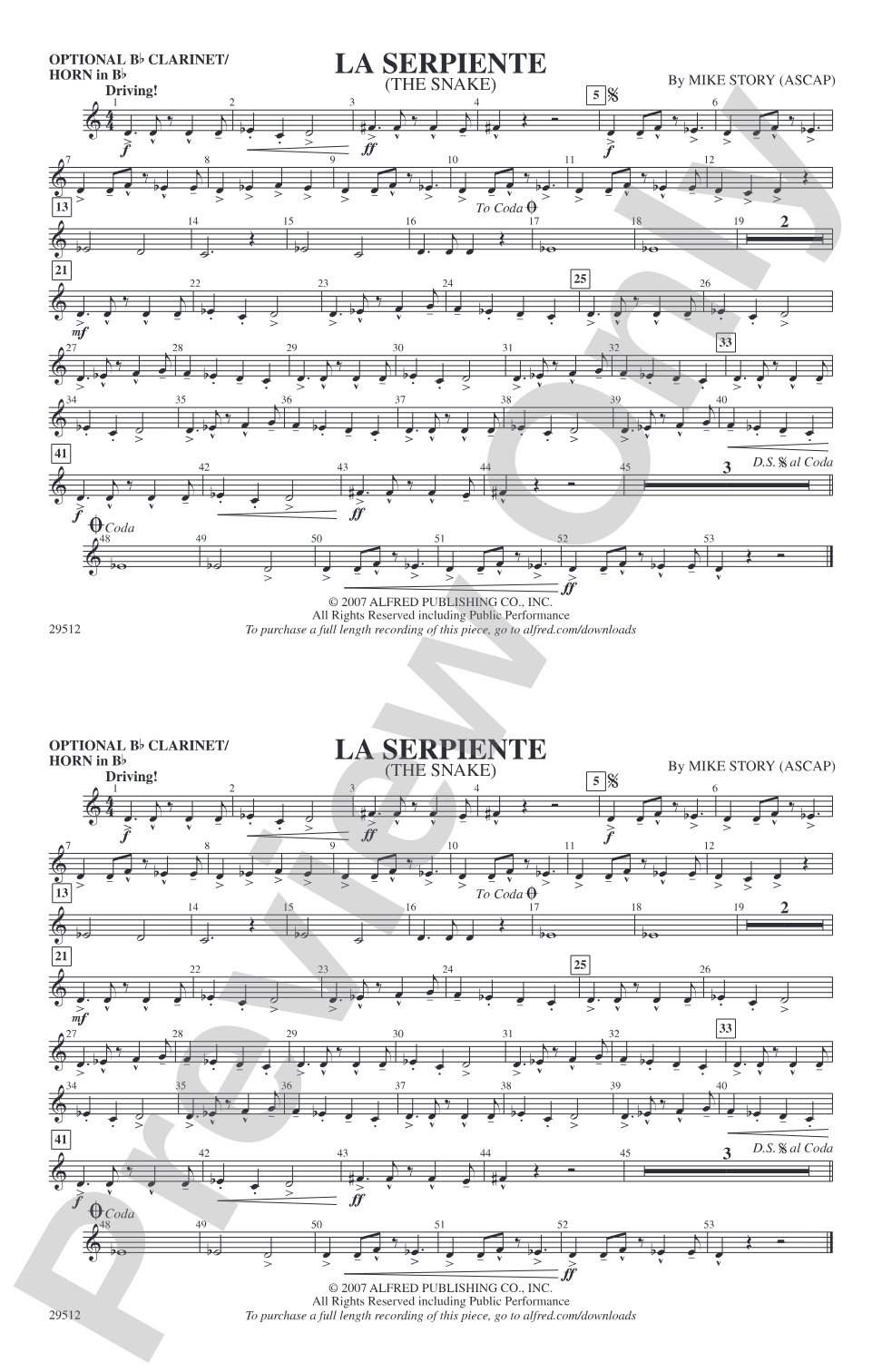 La Serpiente (The Snake): Optional Bb Clarinet/Horn in Bb