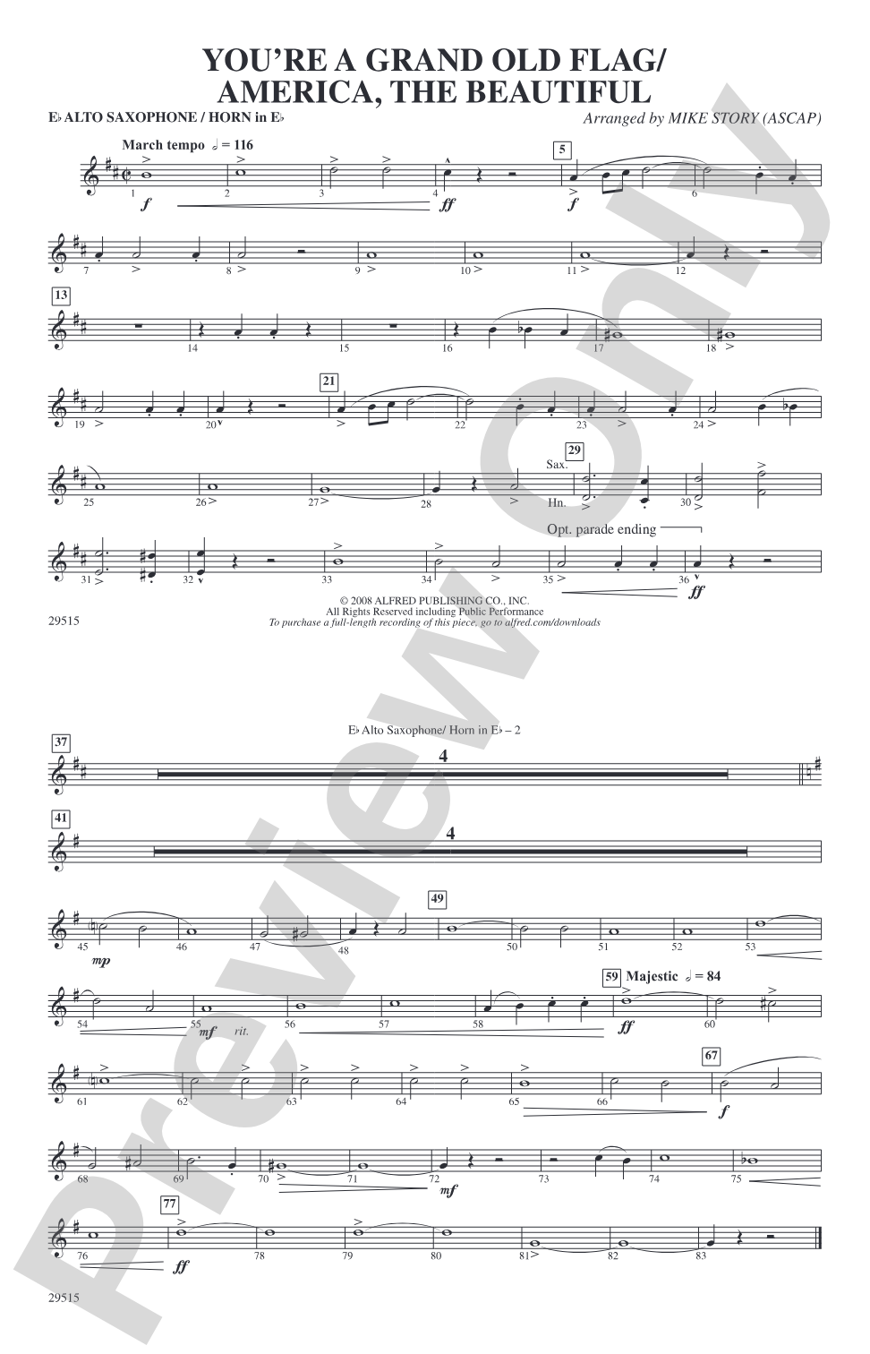 You're a Grand Old Flag / America, the Beautiful: E-flat Alto Saxophone