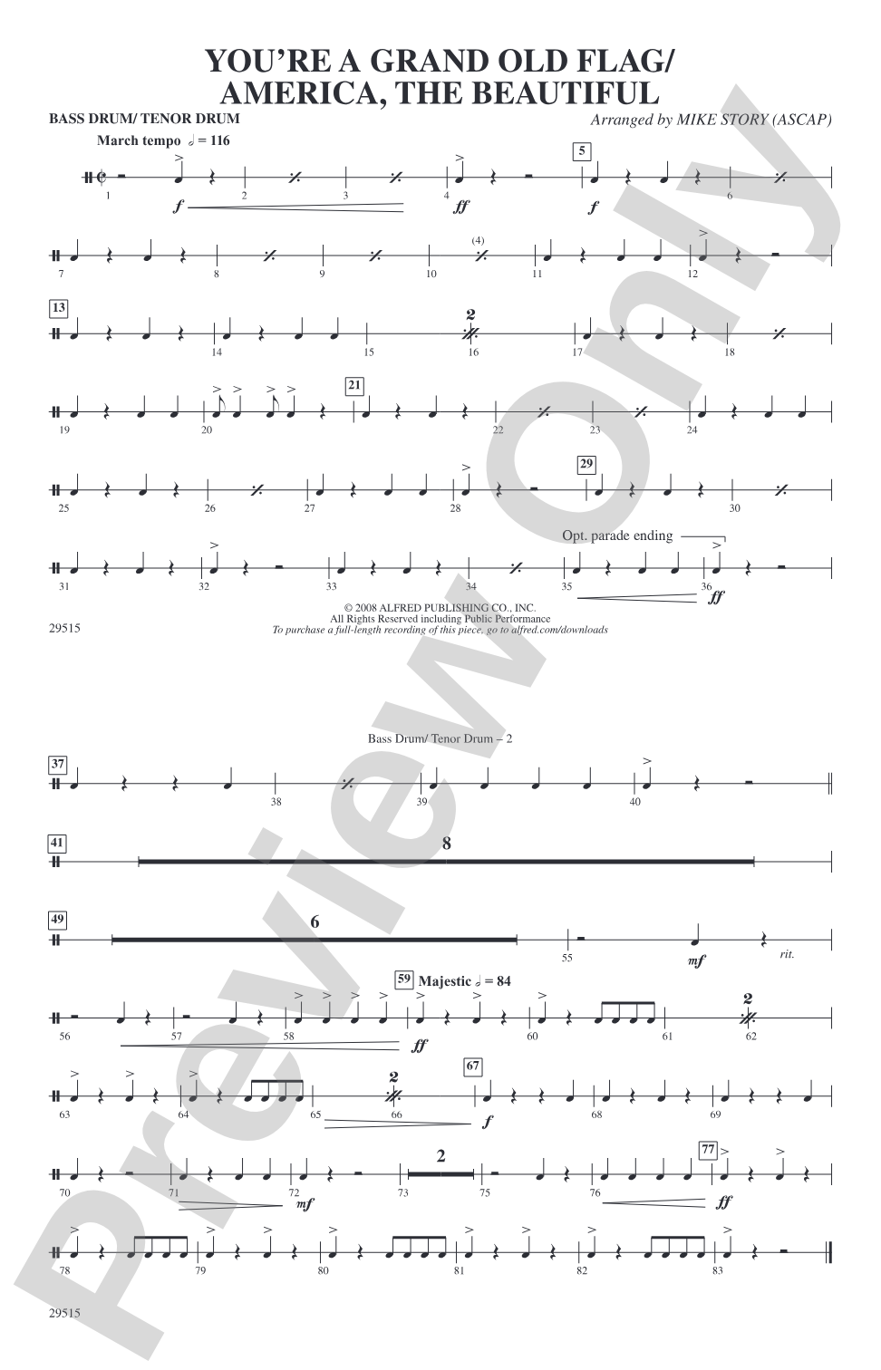 You're a Grand Old Flag / America, the Beautiful: Bass Drum/Tenor Drum