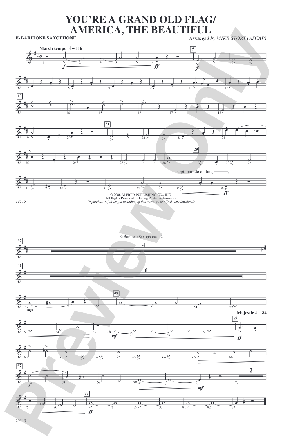 You're a Grand Old Flag / America, the Beautiful: E-flat Baritone Saxophone