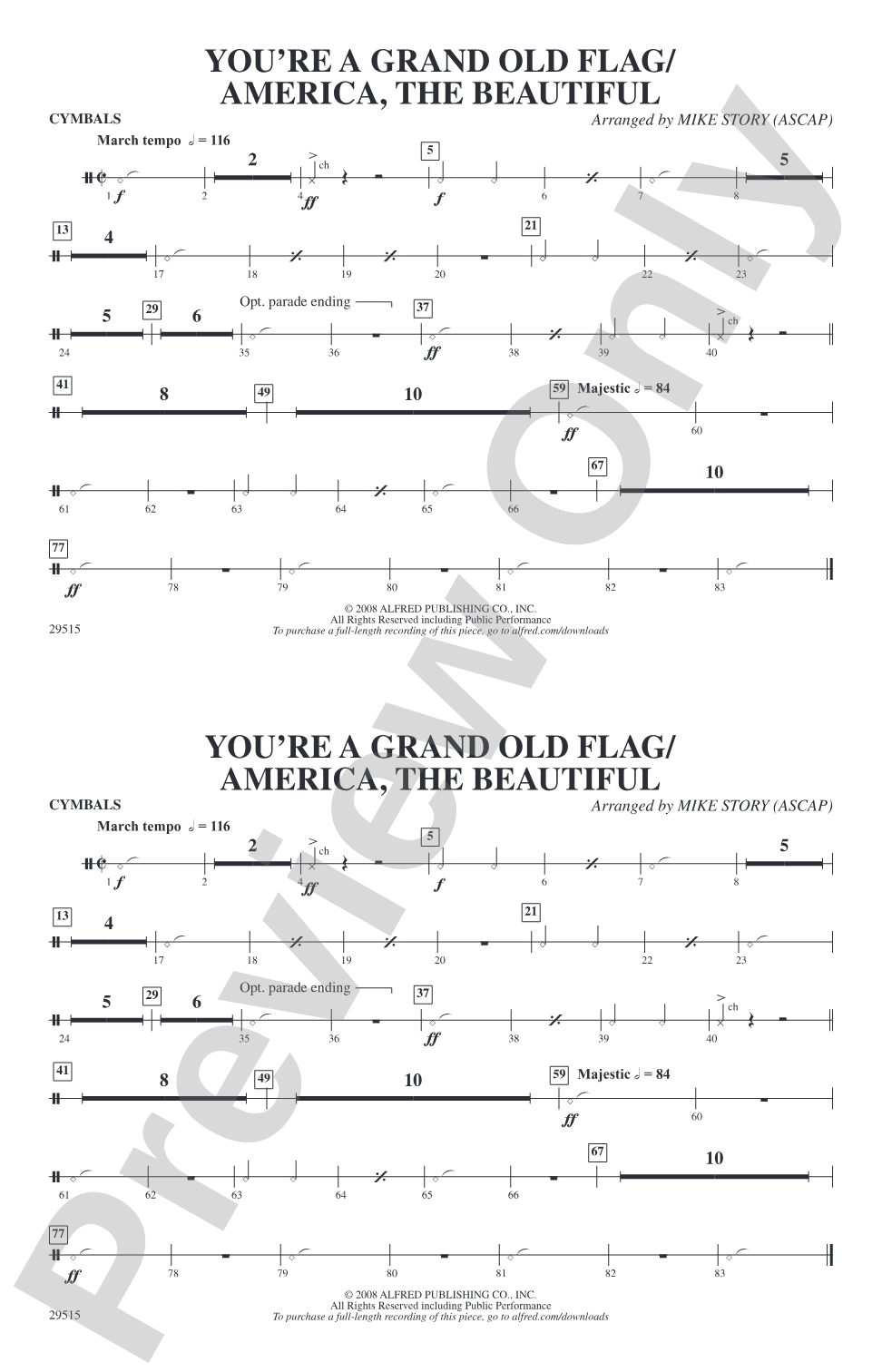 You're a Grand Old Flag / America, the Beautiful: Cymbals