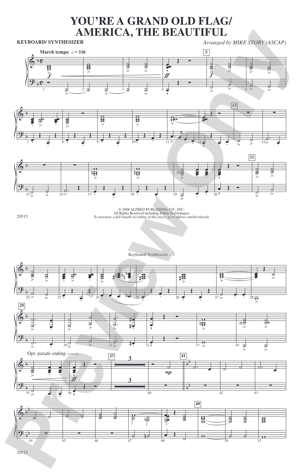 You're a Grand Old Flag / America, the Beautiful: Keyboard/Synthesizer
