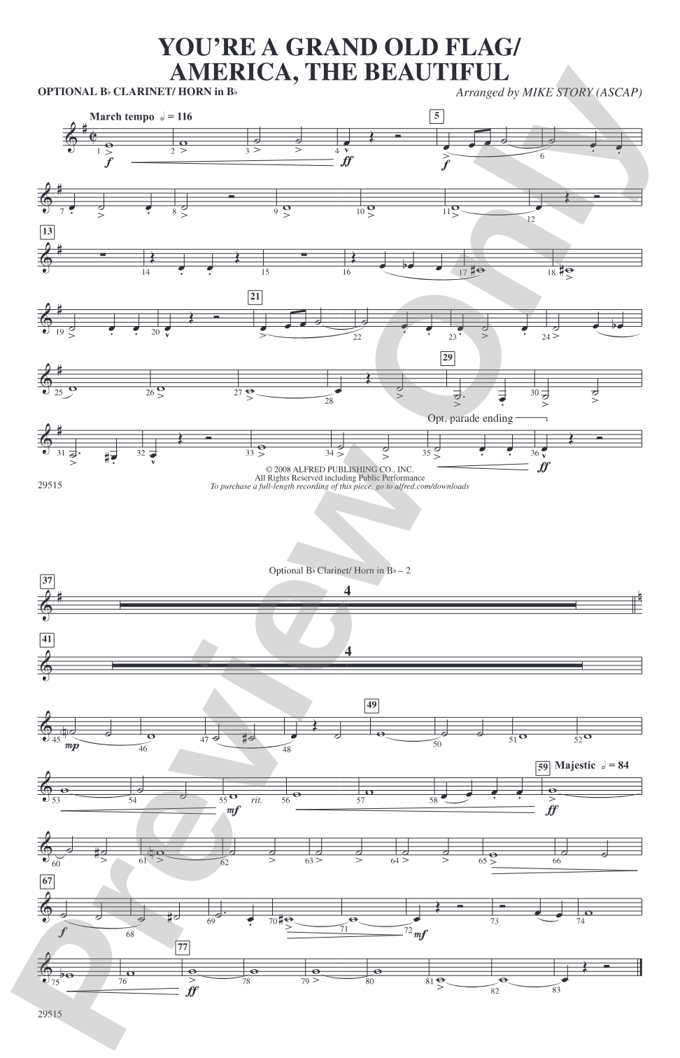 You're a Grand Old Flag / America, the Beautiful: Optional Bb Clarinet/Horn in Bb