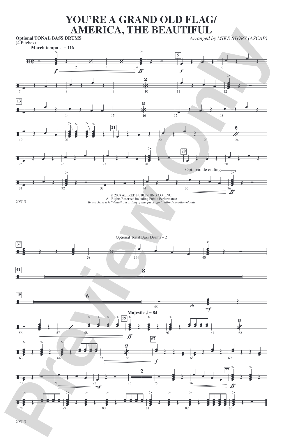 You're a Grand Old Flag / America, the Beautiful: Tonal Bass Drum