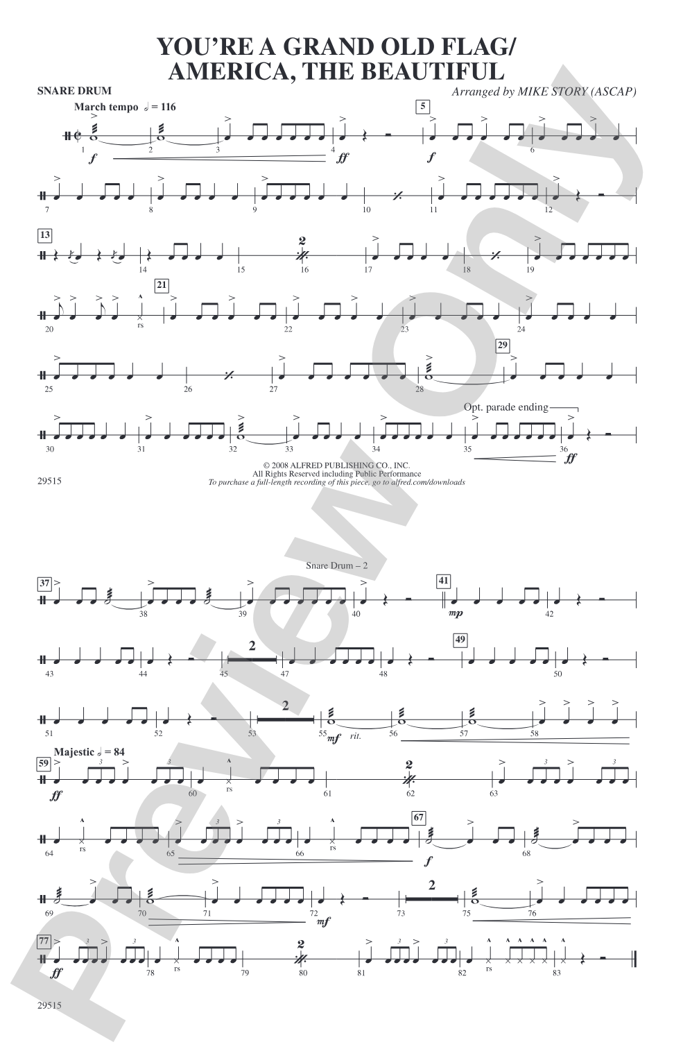 You're a Grand Old Flag / America, the Beautiful: Snare Drum