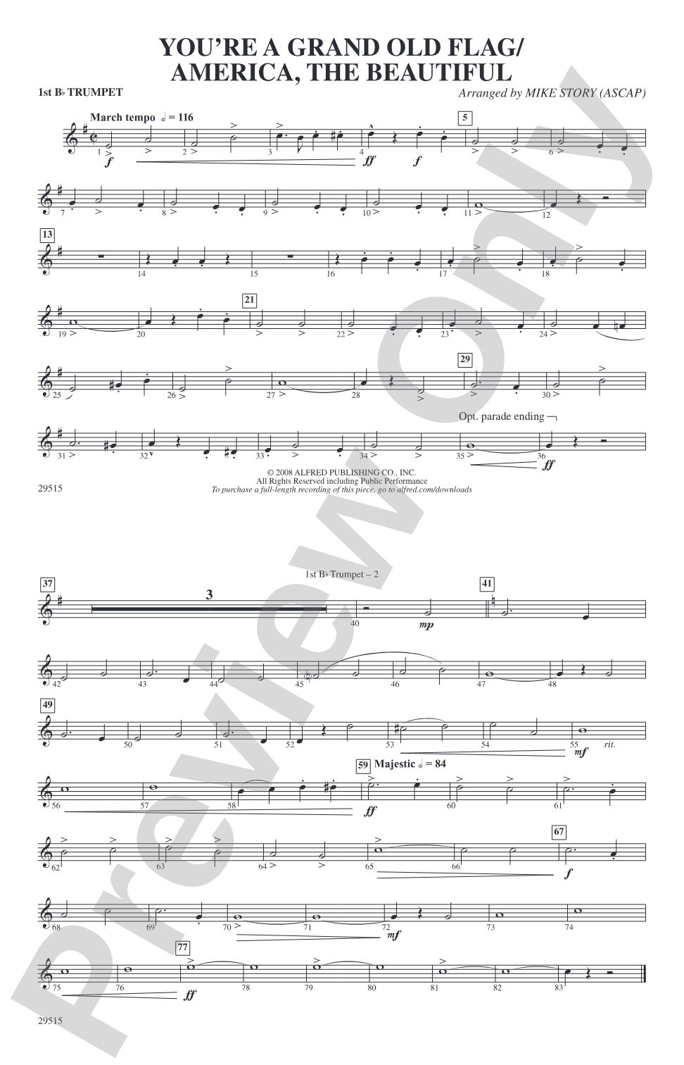 You're a Grand Old Flag / America, the Beautiful: 1st B-flat Trumpet