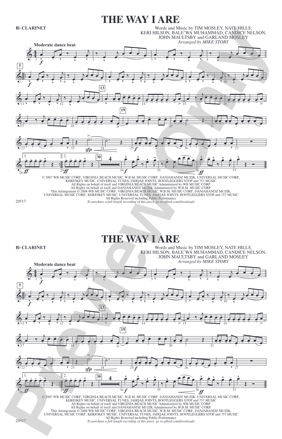 The Way I Are: 1st B-flat Clarinet