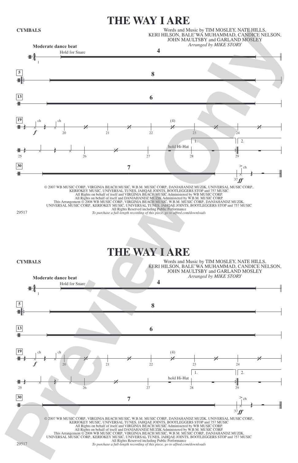 The Way I Are: Cymbals
