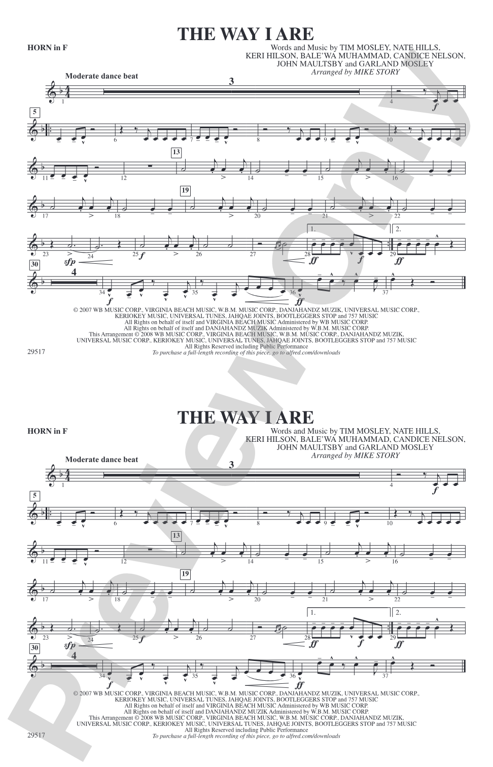 The Way I Are: 1st F Horn