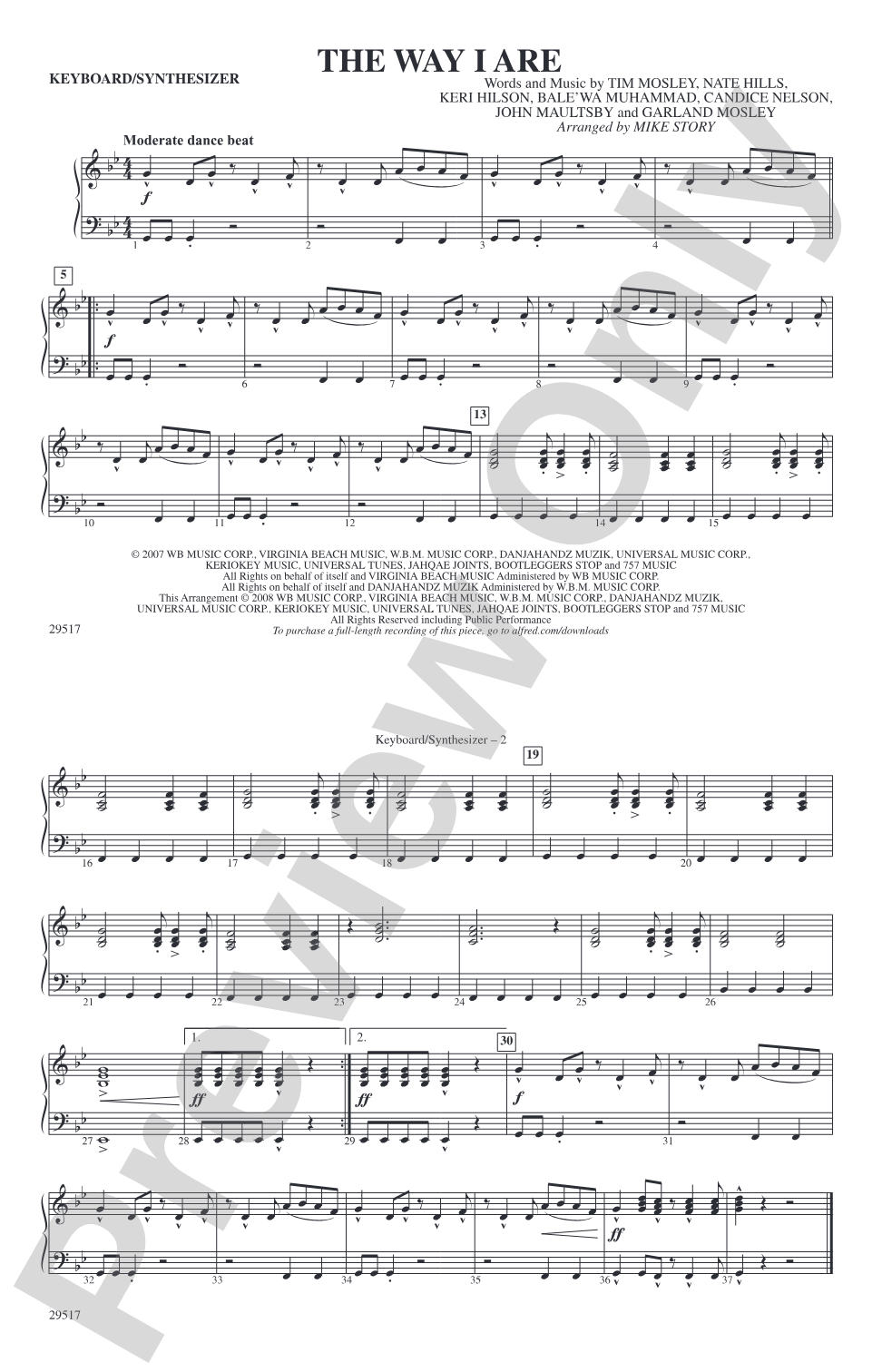 The Way I Are: Keyboard/Synthesizer