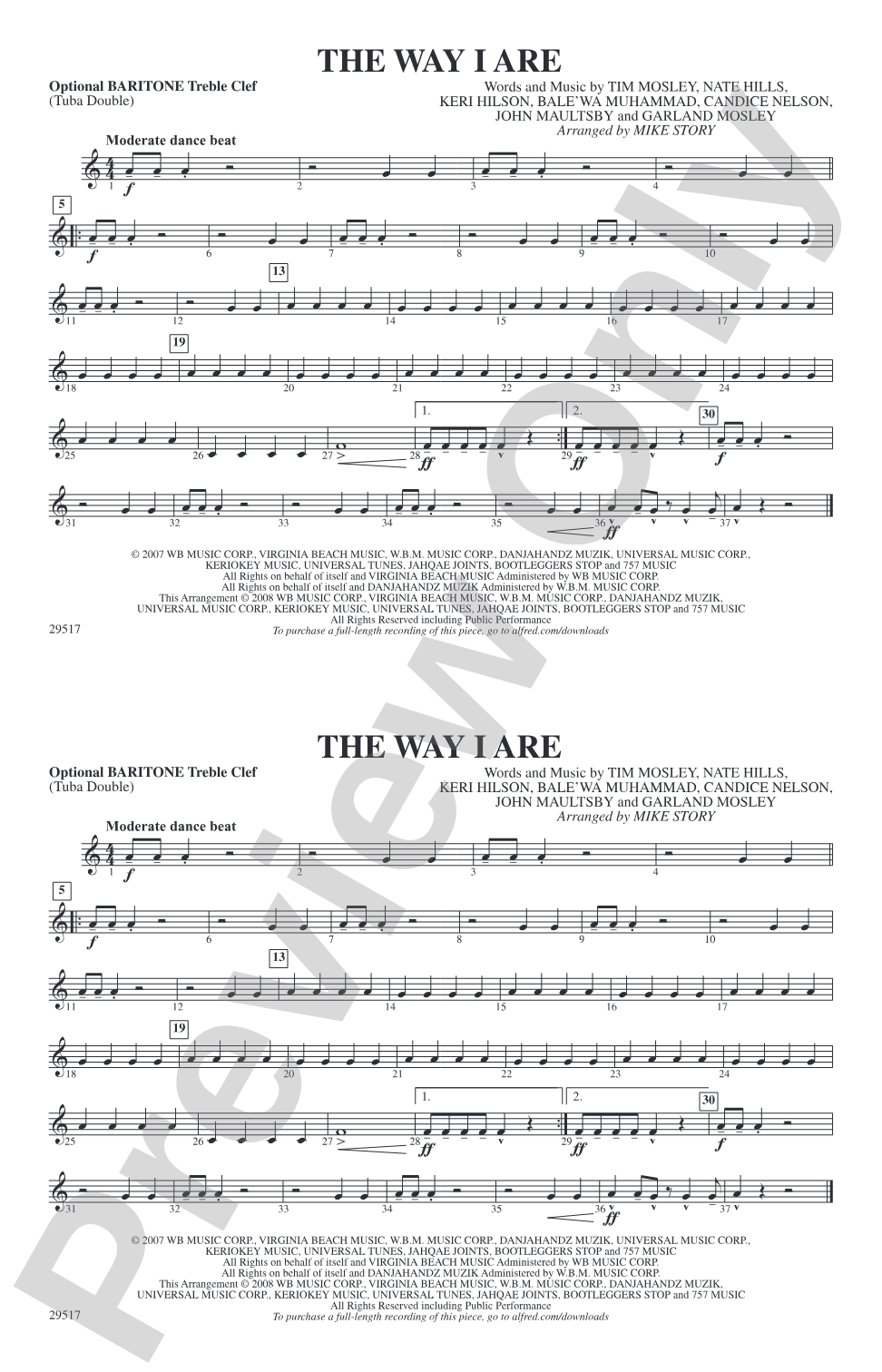 The Way I Are: Optional Baritone T.C. (Tuba Double)