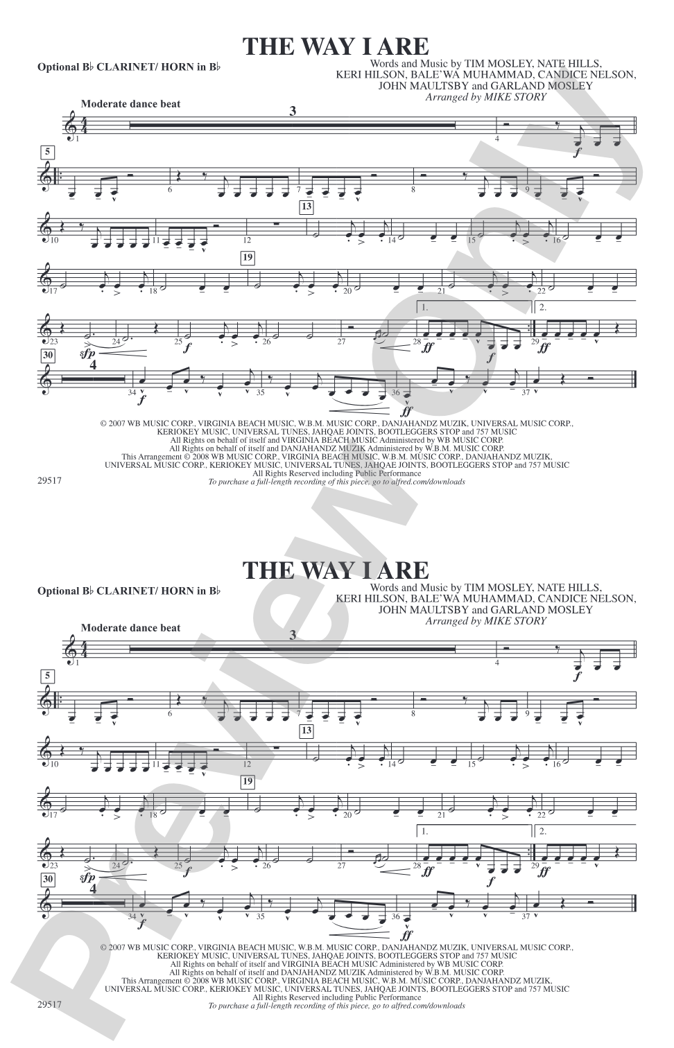 The Way I Are: Optional Bb Clarinet/Horn in Bb