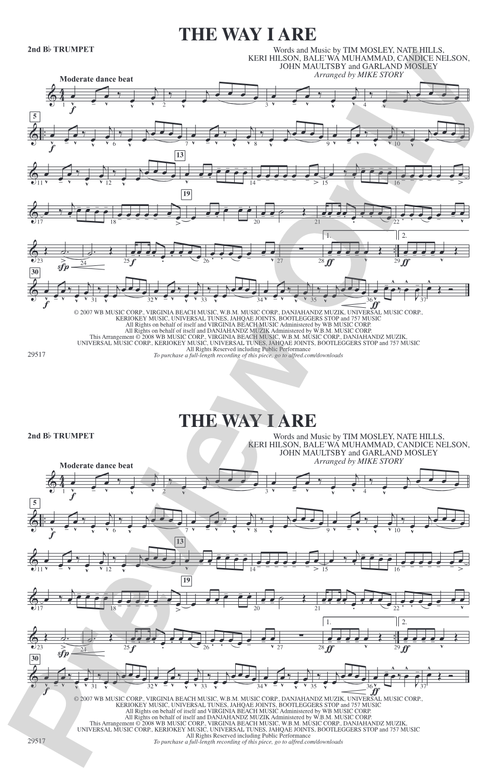 The Way I Are: 2nd B-flat Trumpet
