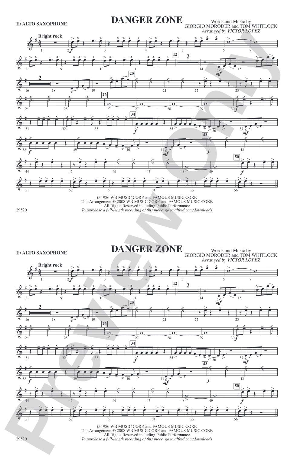 Danger Zone: E-flat Alto Saxophone