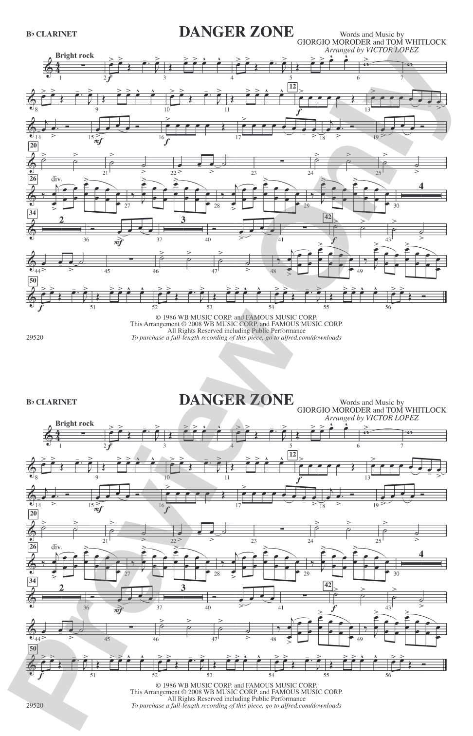 Danger Zone: 1st B-flat Clarinet