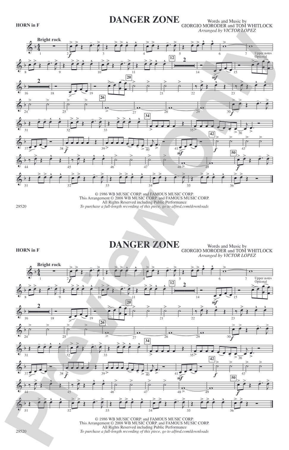 Danger Zone: 1st F Horn