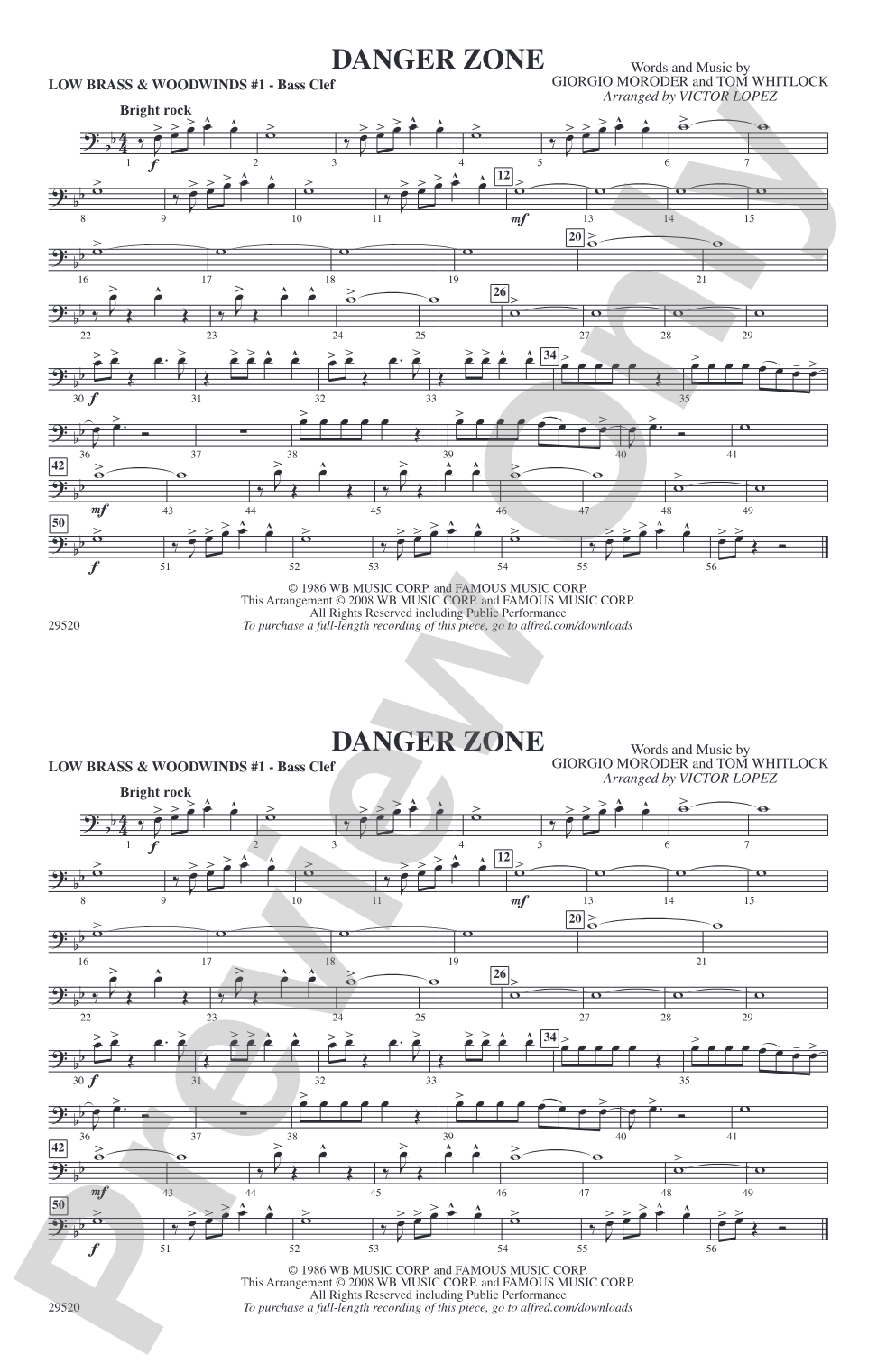 Danger Zone: Low Brass & Woodwinds #1 - Bass Clef