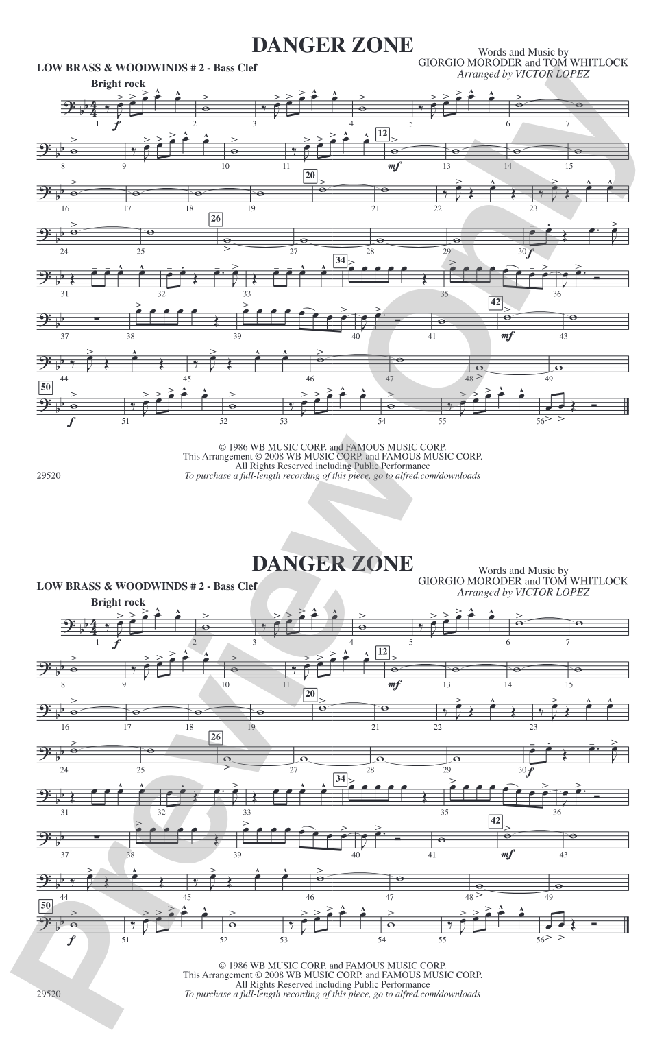 Danger Zone: Low Brass & Woodwinds #2 - Bass Clef