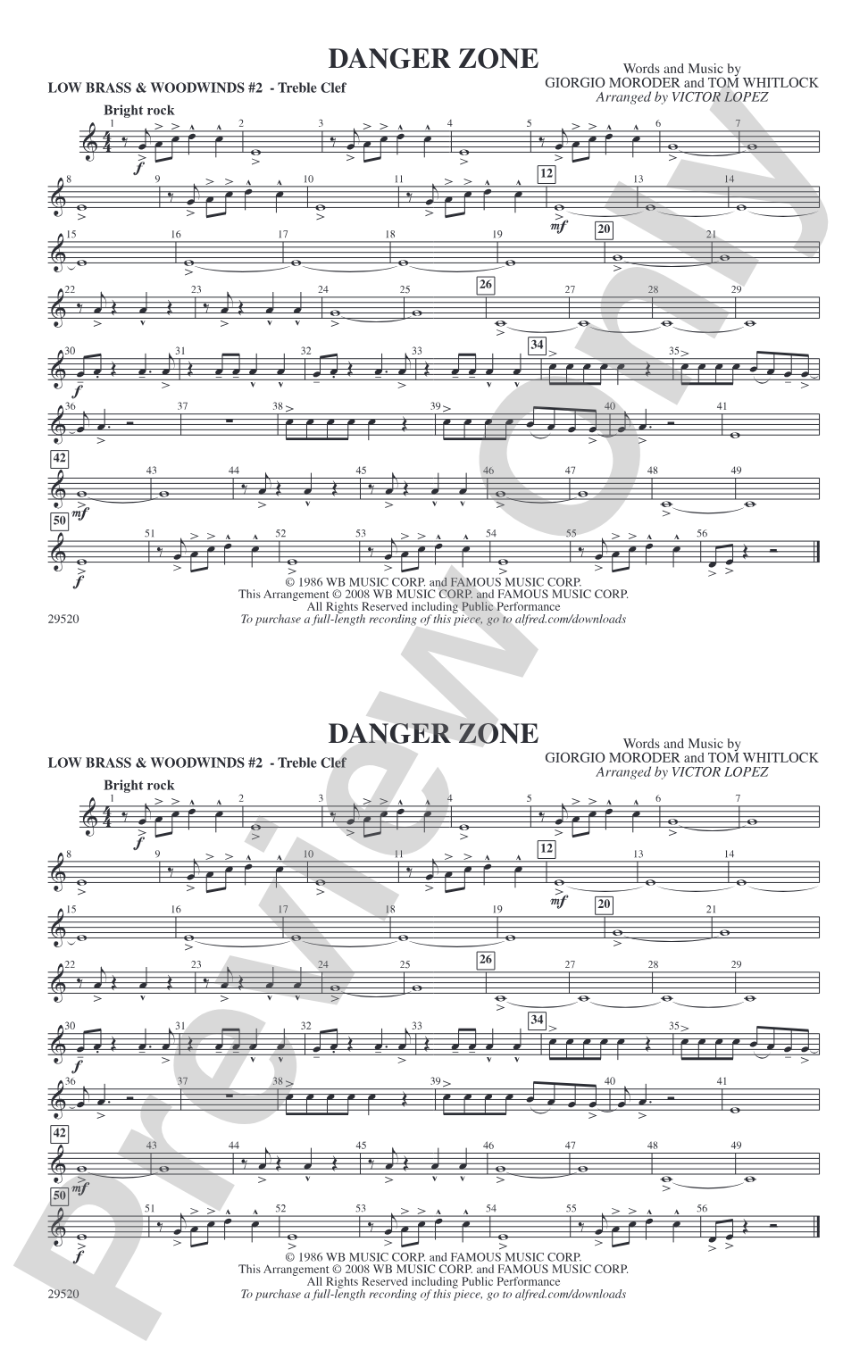 Danger Zone: Low Brass & Woodwinds #2 - Treble Clef