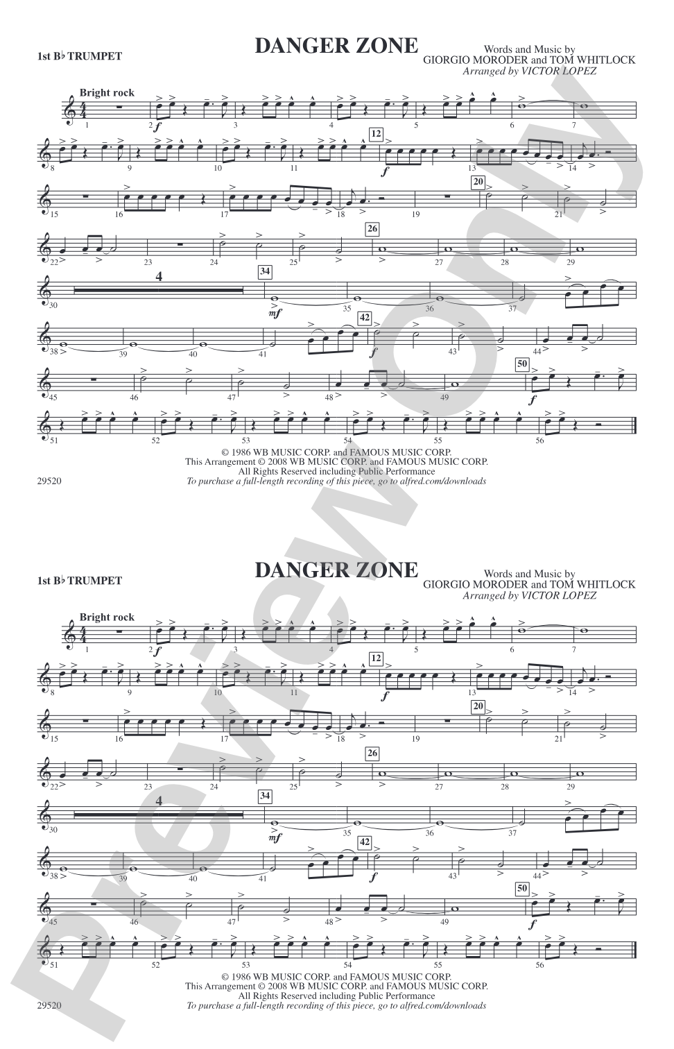 Danger Zone: 1st B-flat Trumpet
