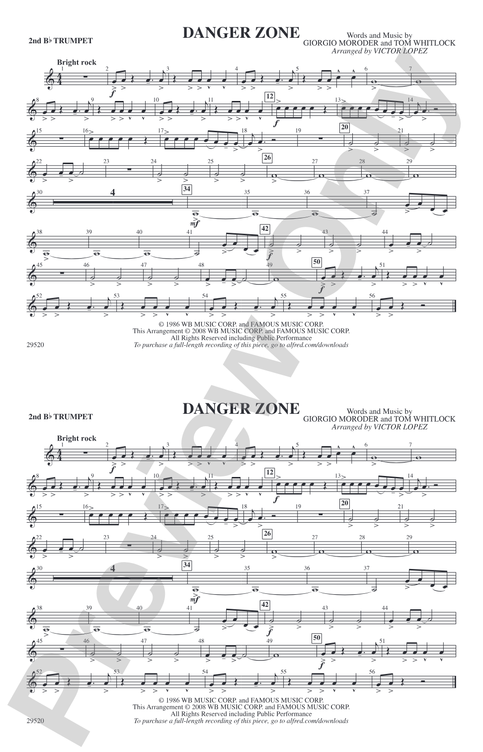 Danger Zone: 2nd B-flat Trumpet