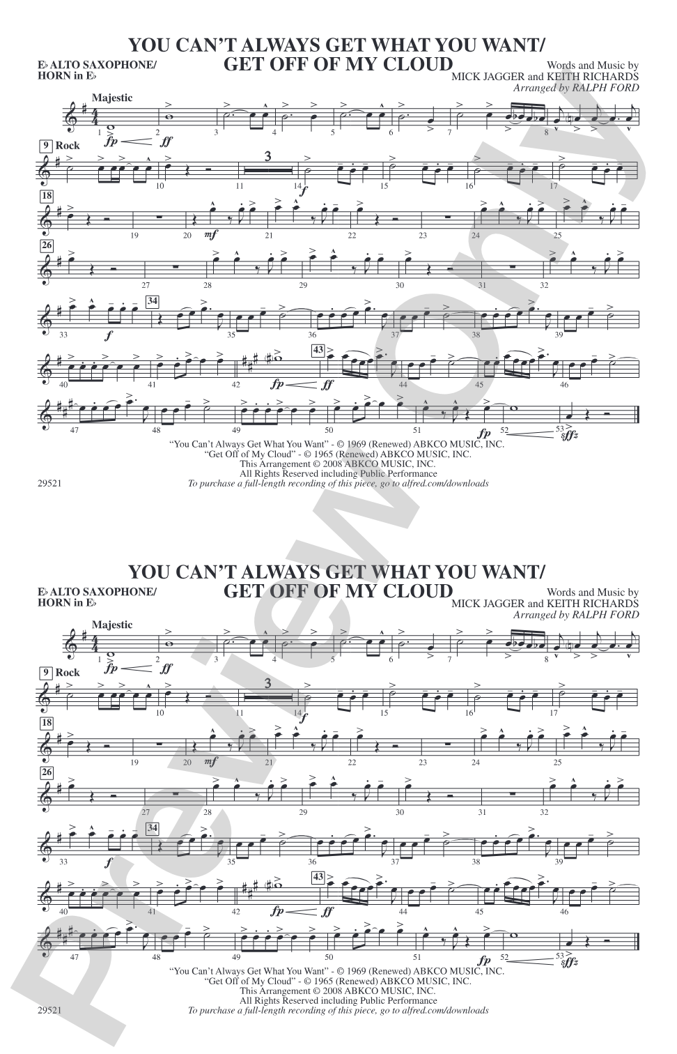 You Can't Always Get What You Want / Get Off of My Cloud: E-flat Alto Saxophone