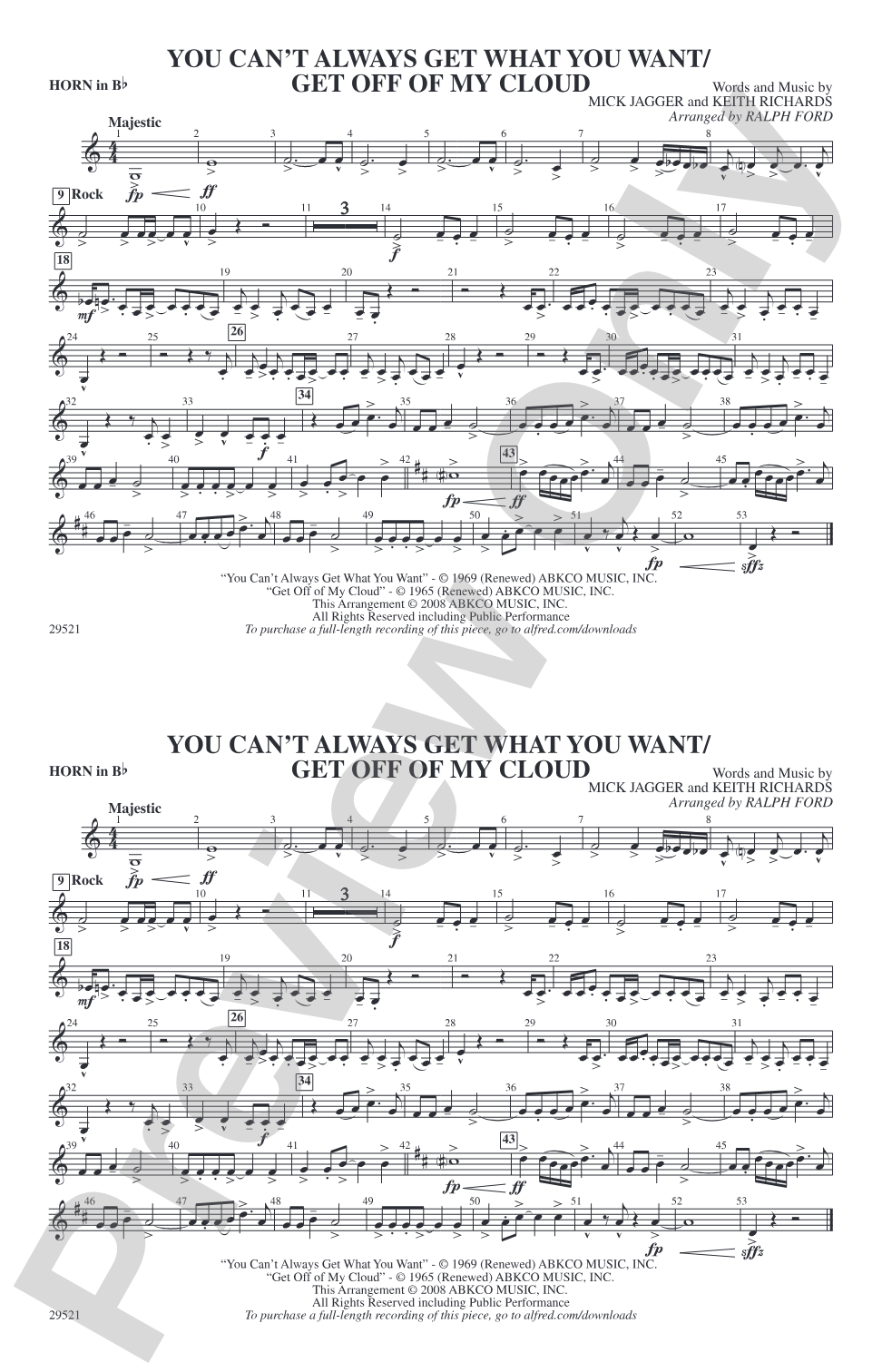 You Can't Always Get What You Want / Get Off of My Cloud: Horn in B flat
