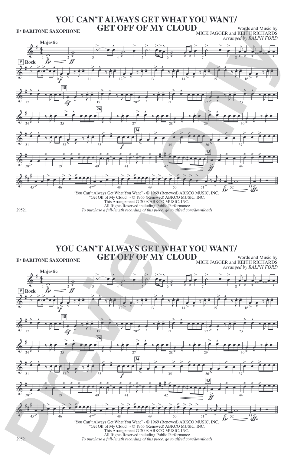 You Can't Always Get What You Want / Get Off of My Cloud: E-flat Baritone Saxophone