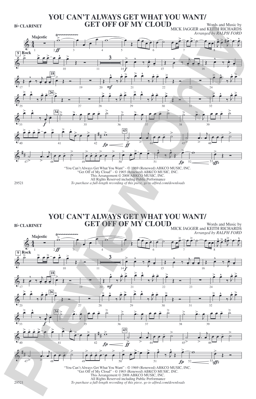 You Can't Always Get What You Want / Get Off of My Cloud: 1st B-flat Clarinet