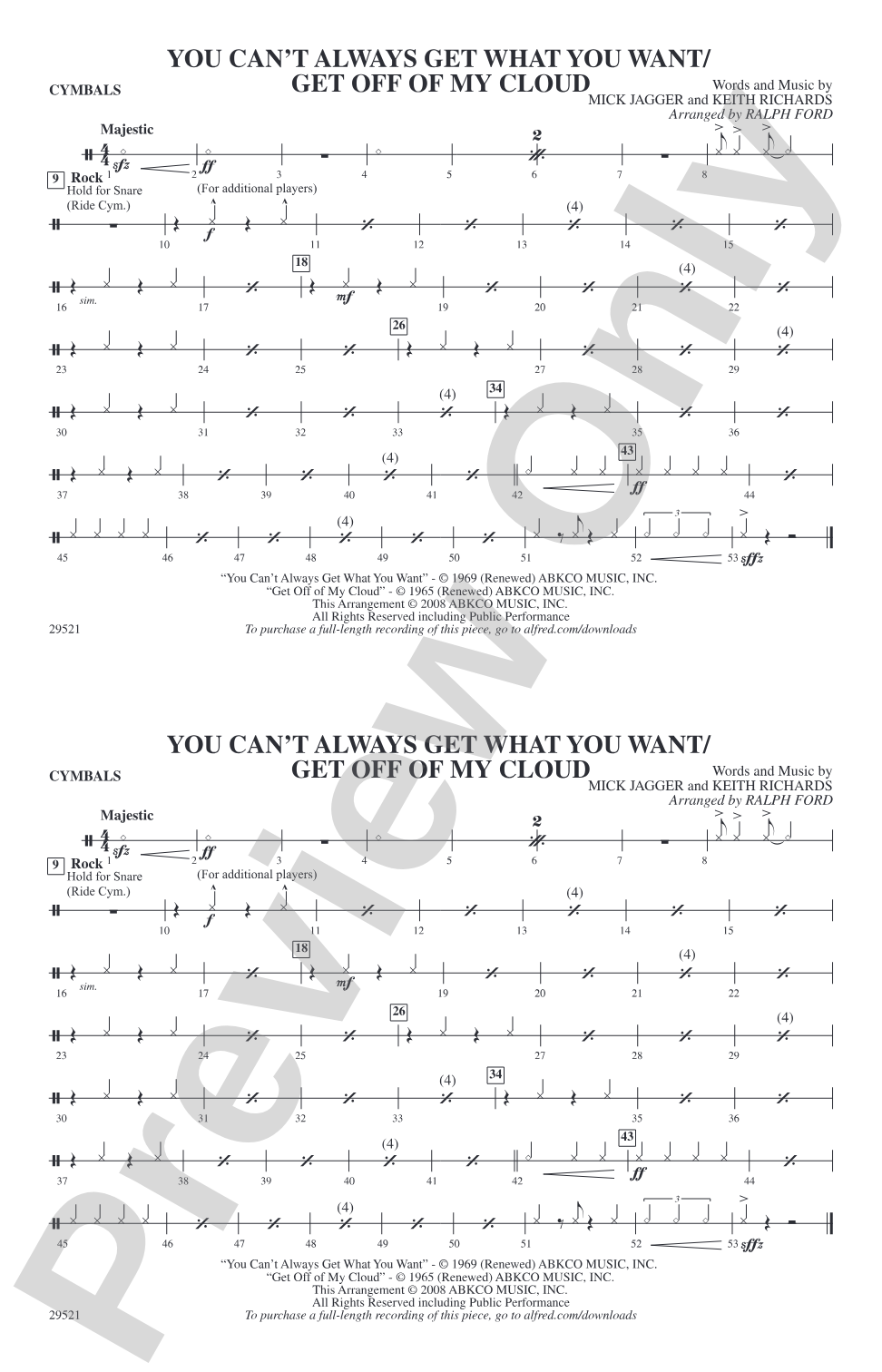 You Can't Always Get What You Want / Get Off of My Cloud: Cymbals