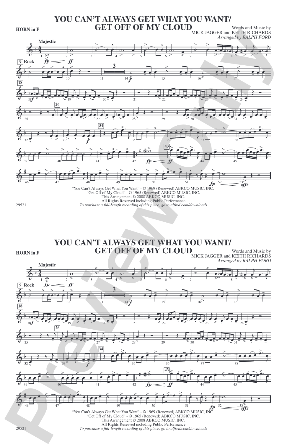 You Can't Always Get What You Want / Get Off of My Cloud: 1st F Horn