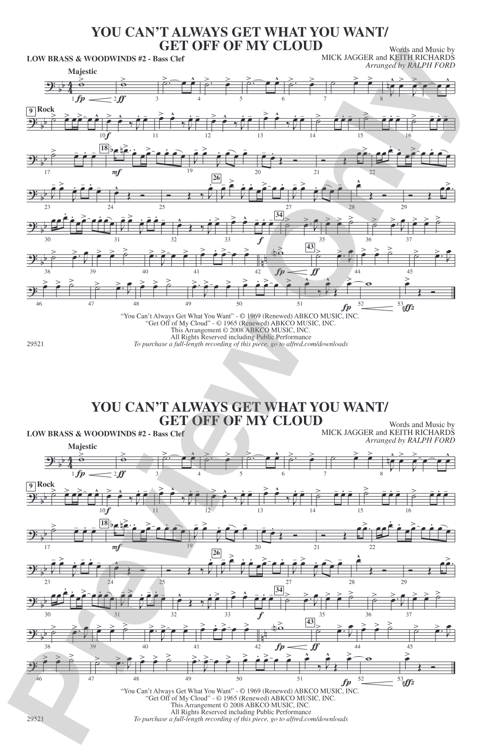 You Can't Always Get What You Want / Get Off of My Cloud: Low Brass & Woodwinds #2 - Bass Clef