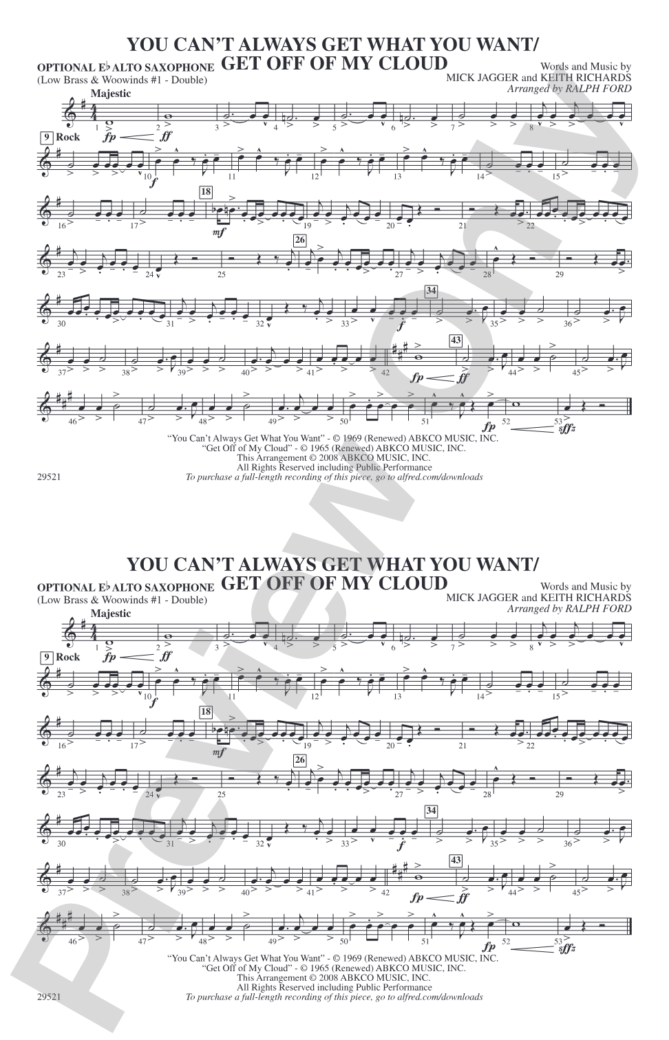 You Can't Always Get What You Want / Get Off of My Cloud: Optional Alto Sax
