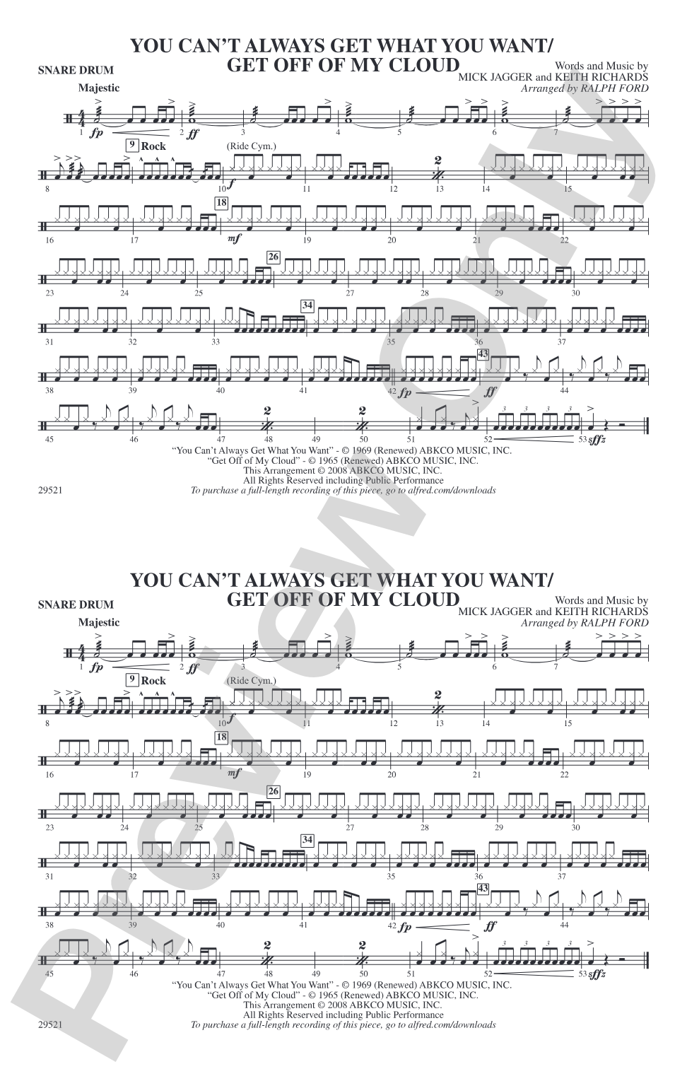 You Can't Always Get What You Want / Get Off of My Cloud: Snare Drum