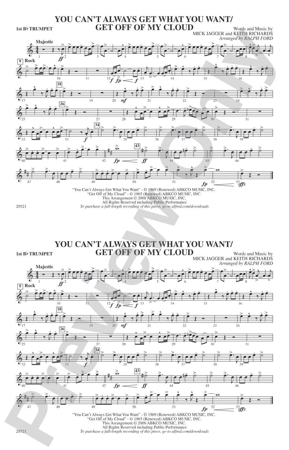 You Can't Always Get What You Want / Get Off of My Cloud: 1st B-flat Trumpet
