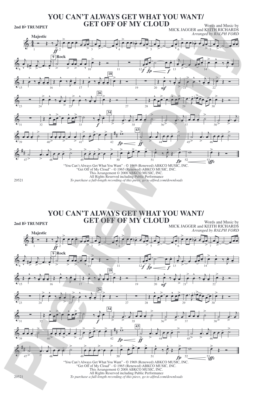 You Can't Always Get What You Want / Get Off of My Cloud: 2nd B-flat Trumpet